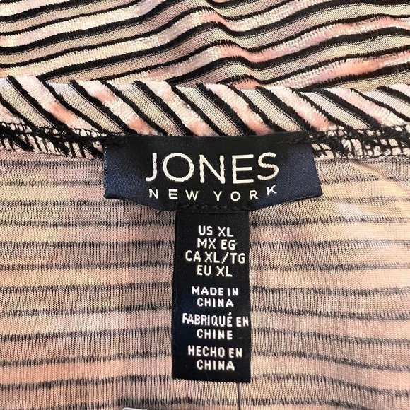 Jones New York Women's Striped Velvet Top‎ Long Sleeve Blouse XL Pink / Black - Picture 3 of 14